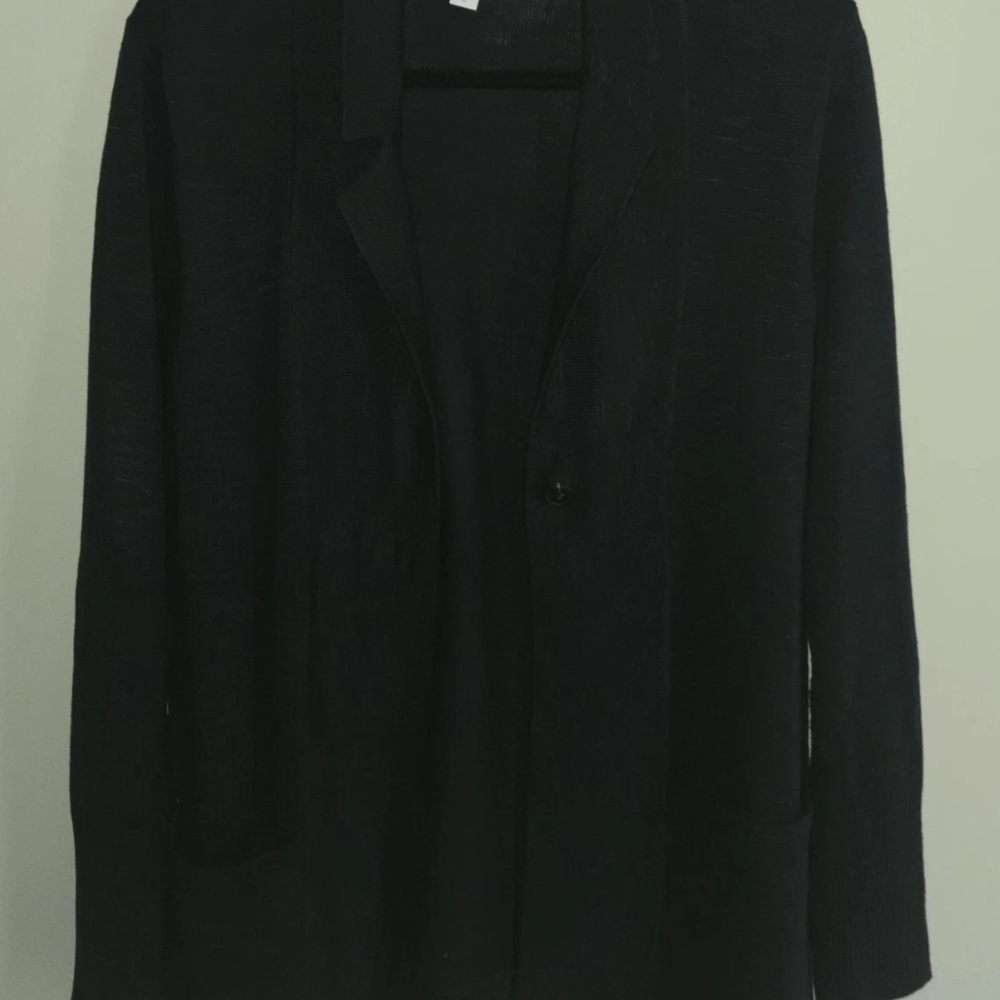 J.Jill Cardigan Size XS Cotton Acrylic Blend Navy Blue Long Sleeves One Botton